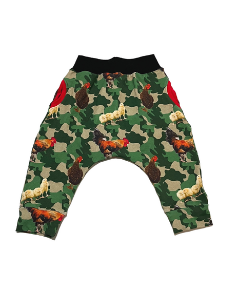 Chicken Camo Harem joggers or Crops