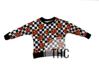 Checker Pumpkin or Skeleton Lounge Sweater