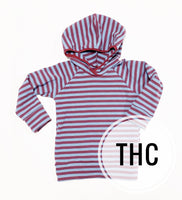 Maroon & Blue Stripes Raglan/Hoodie