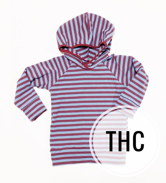 Maroon & Blue Stripes Raglan/Hoodie